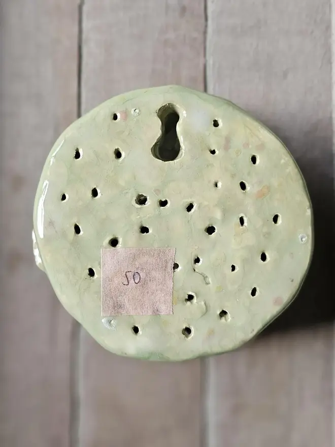 Olive green ceramic flower pottery gift wall decor 