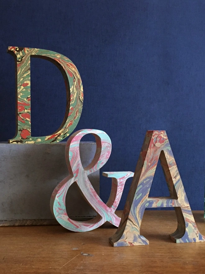 Marbled Wooden Letters