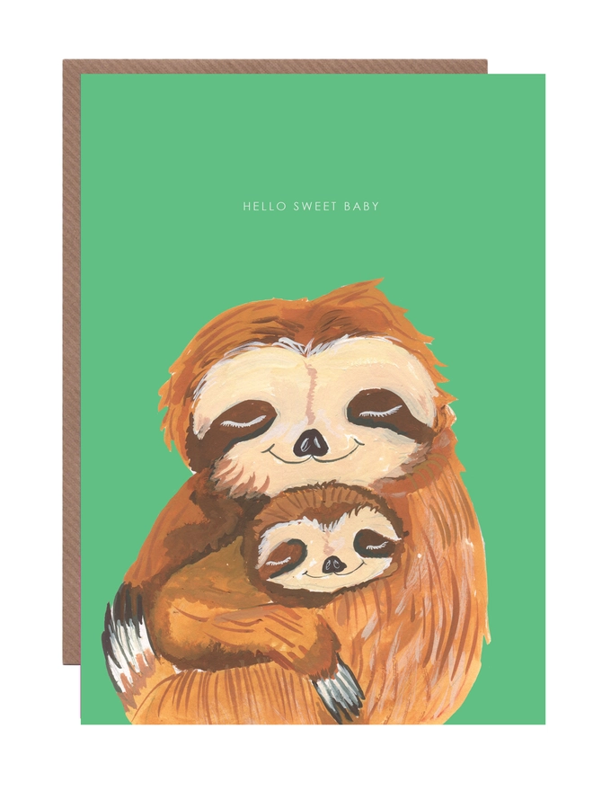 sloth new baby card
