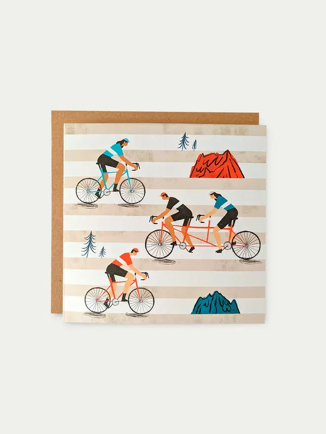 cyclists stripes greetings card