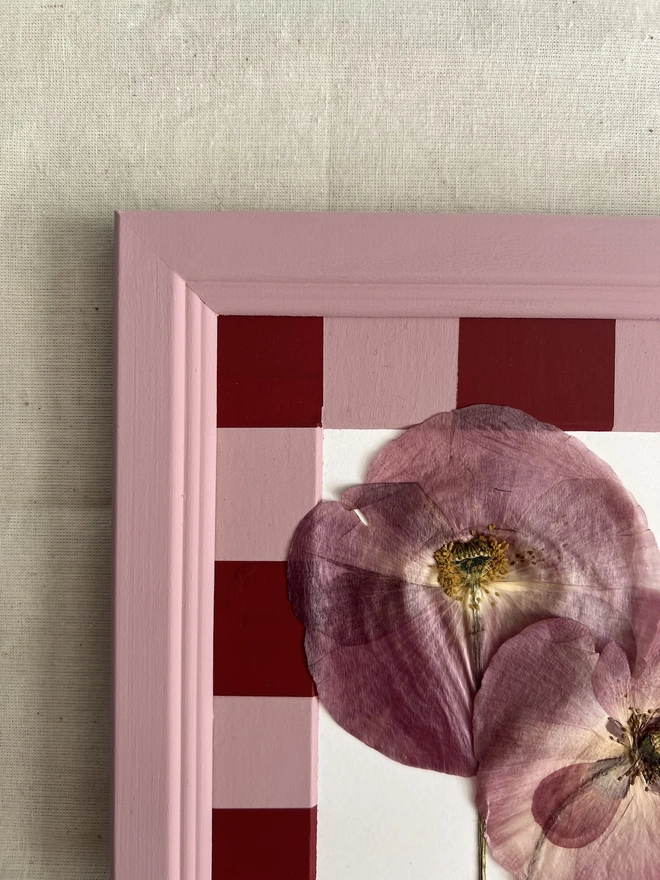 close up of top left corner of frame