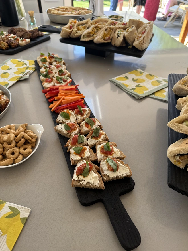 Long appetiser board with snacks