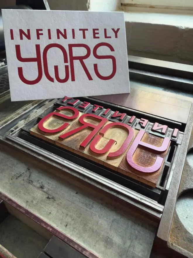 Infinitely yours letterpress red card