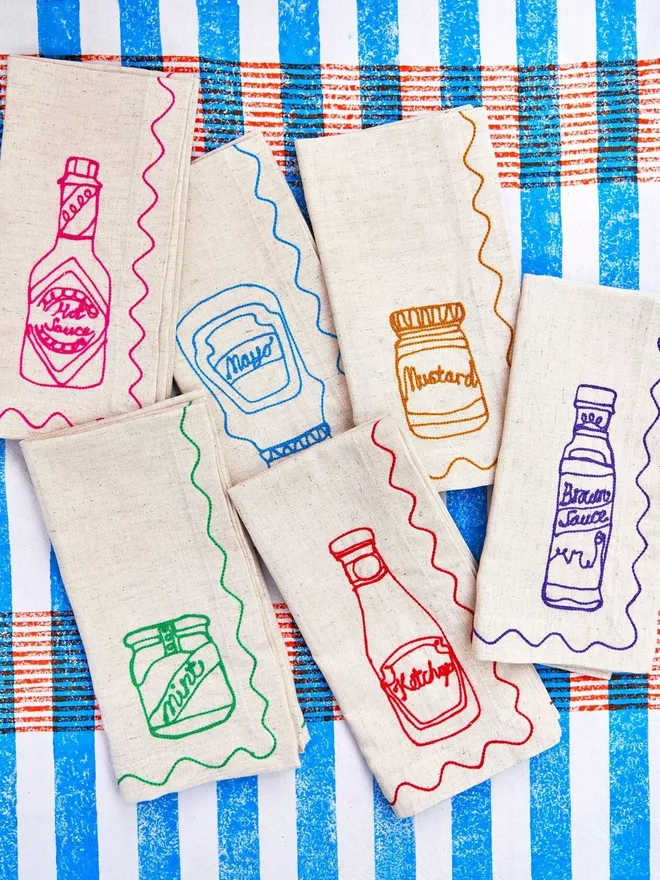 Embroidered sauce napkins