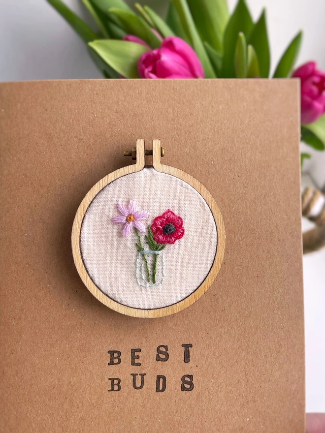Hand Embroidered Personalised Miniature Keepsake Card