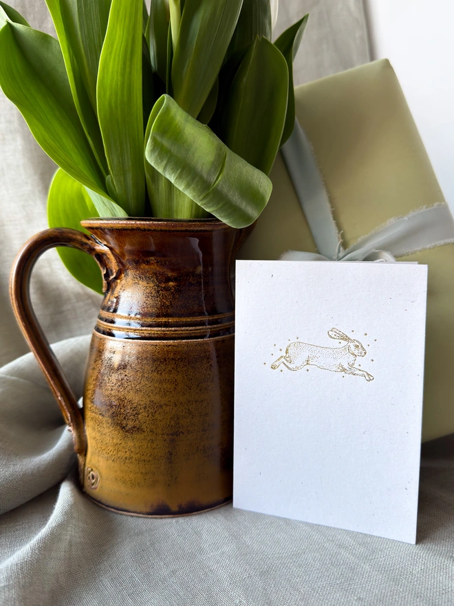 Spring golden hare card