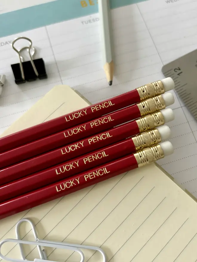 Personalised Dark Red HB Pencil Set