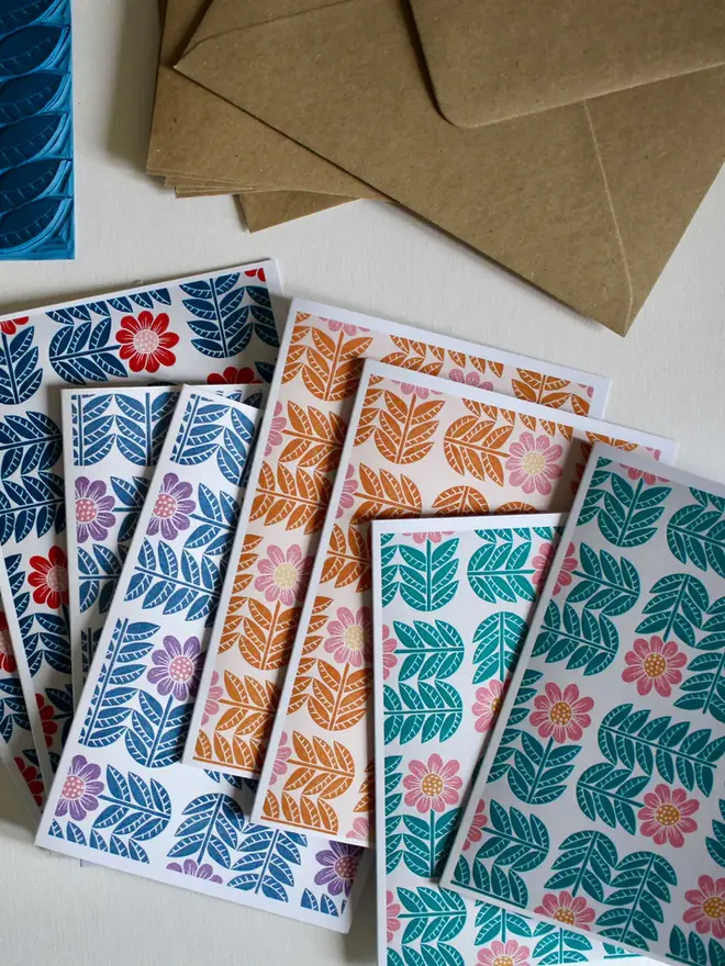garden flower print notecard set