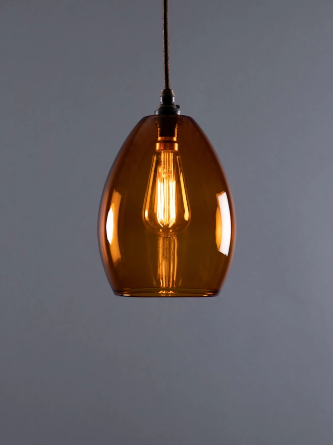 Medium Amber Glass Bertie Pendant Light