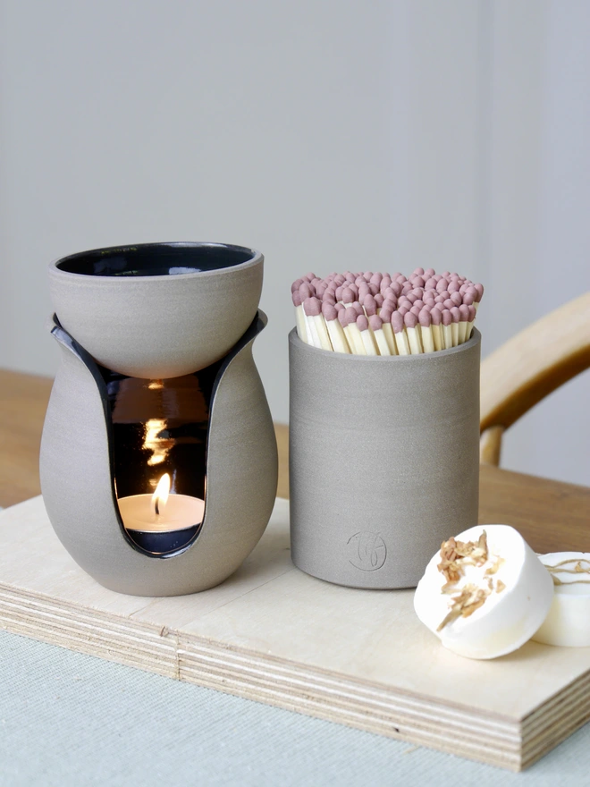 Ceramic Matchstick Holder & Matches