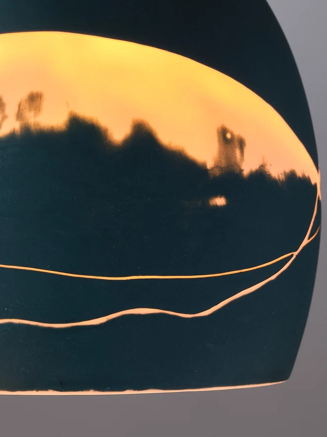 Ocean blue wave lamp detail