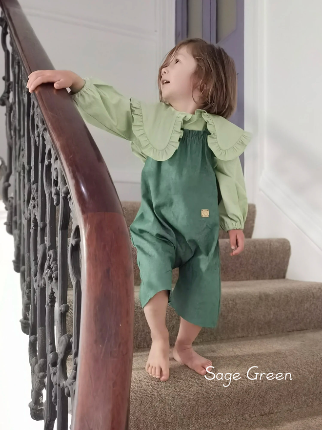 large collars blouse dress sage green