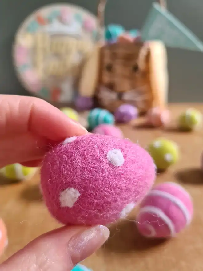 pink spotty felt egg