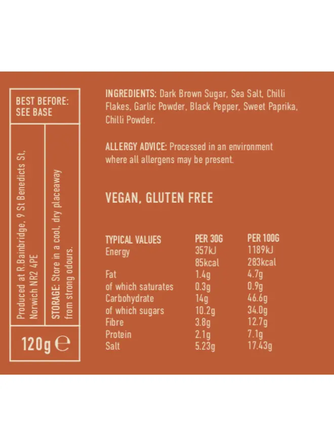 BBQ Rub Seasoning, the nutritional information of the jar. 