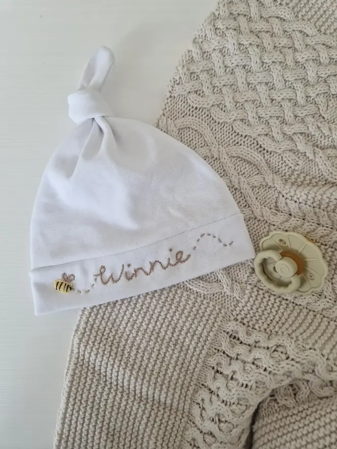 personalised newborn baby bee hat