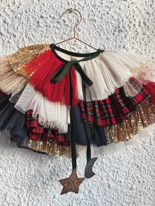 Christmas Day Ruffle Kids Cape