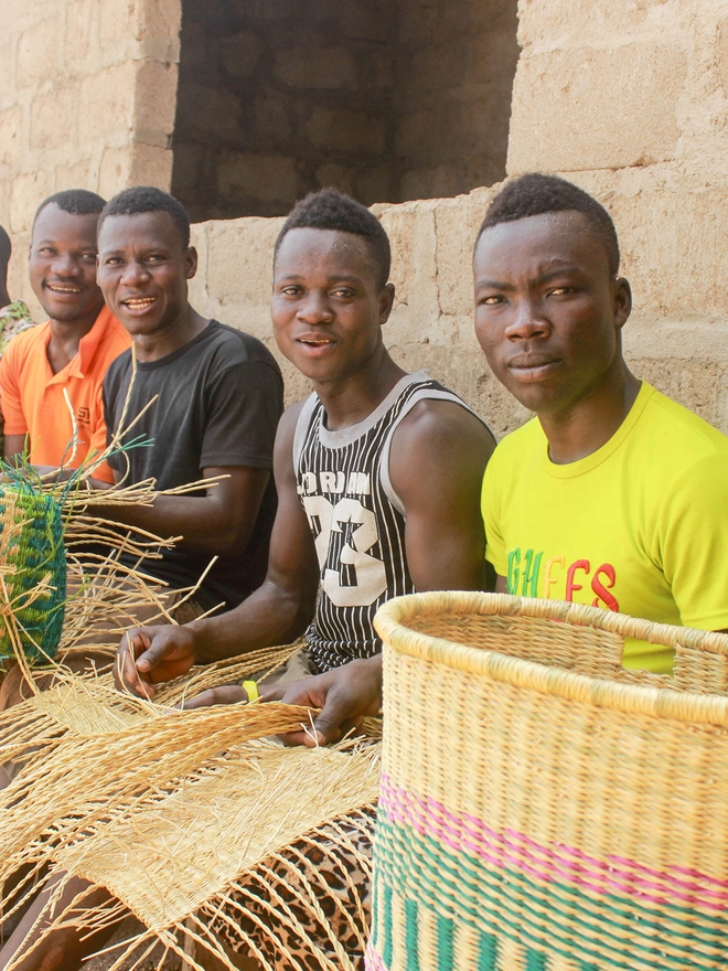 Ghanaian bike basket weavers
