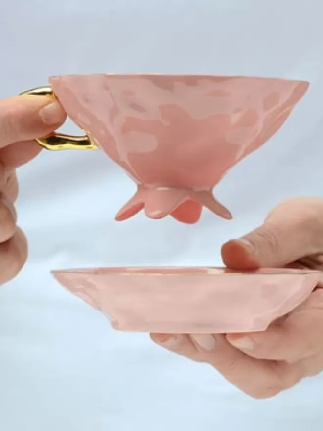 Alice In Wonderland Teacup And Saucer - Pastel Pink