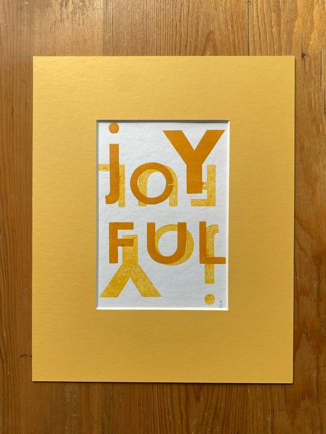 Joyful yellow poster in mount