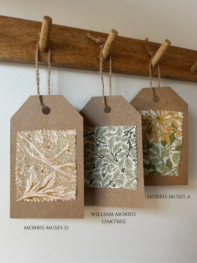 Fabric Bunting. Three floral fabric swatches