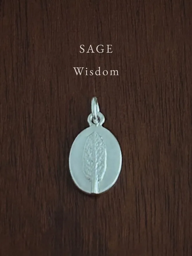 Sage Medal Charm ~ Sterling Silver