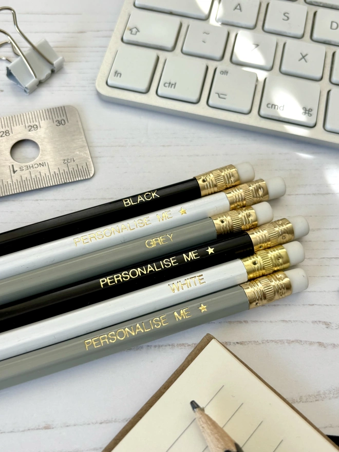 Personalised Monochrome HB Pencil Set