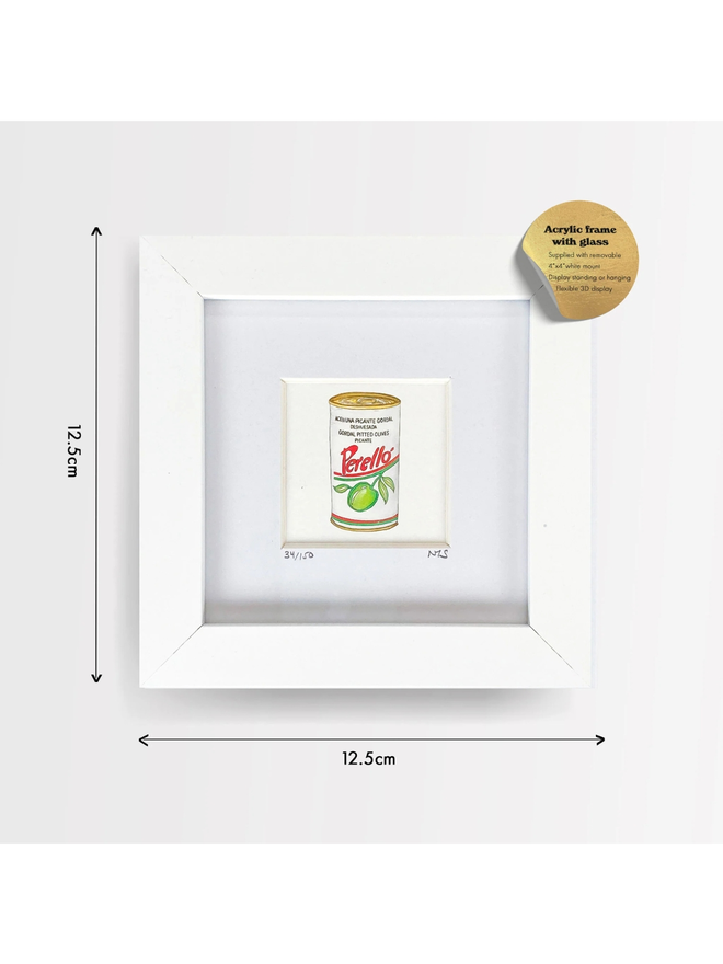 framed mini print size example olives