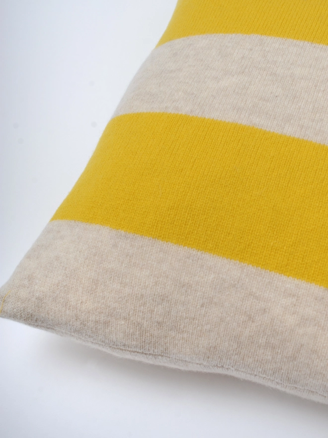 stripe yellow lambswool cushion