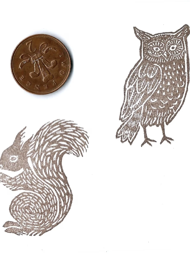 Owl And Squirrel Rubber Stamps