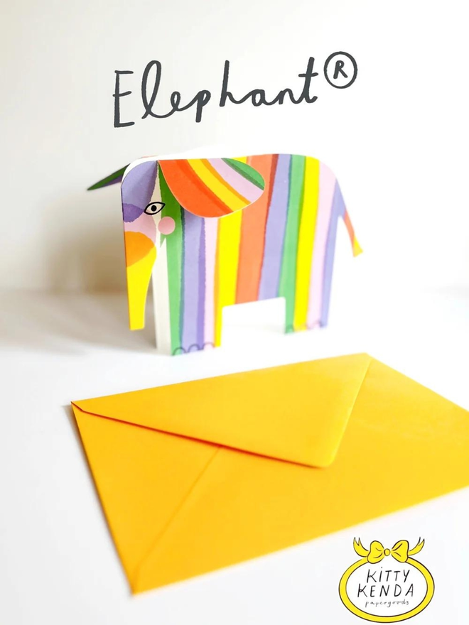 rainbow elephant fold out card with envelope