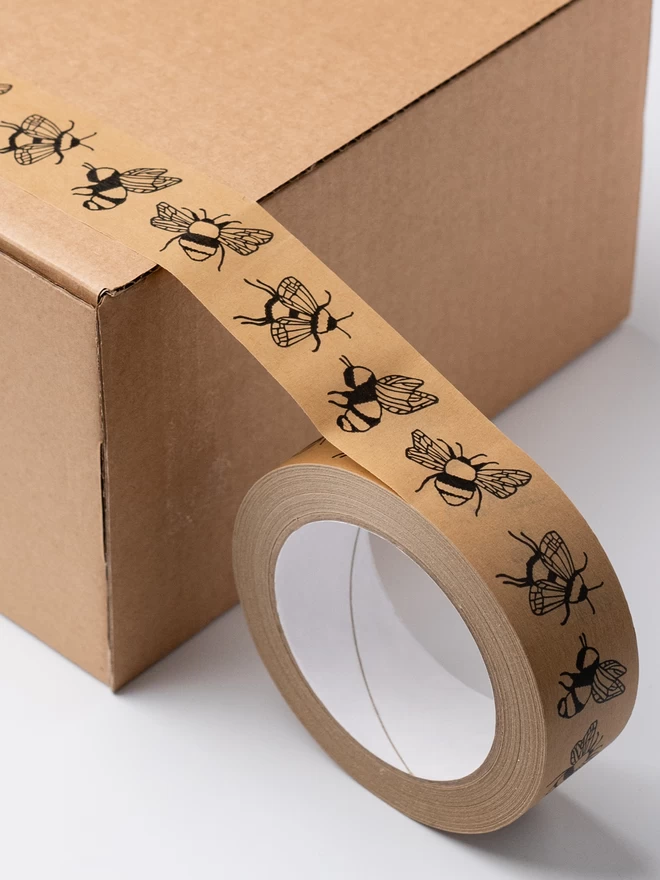 Bumblebee Kraft Paper Tape on cardboard box