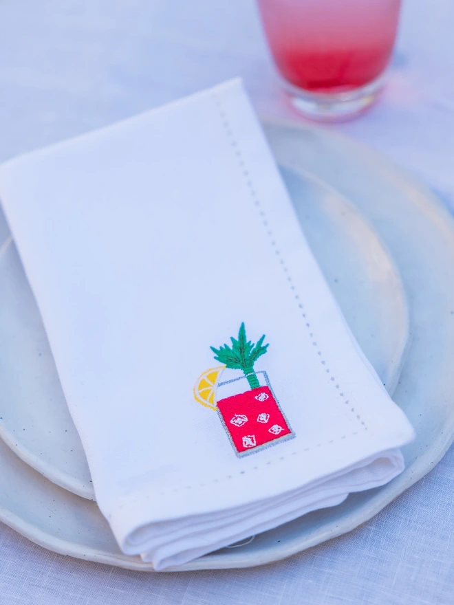 Embroidered Cocktail Napkin Set