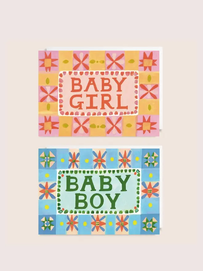 'Baby' New Baby Card Pack, against a pink background. 