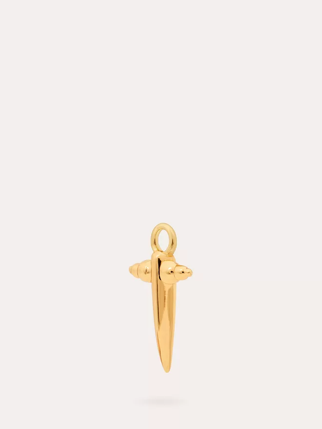 Side view of a small bayonet dagger gold charm