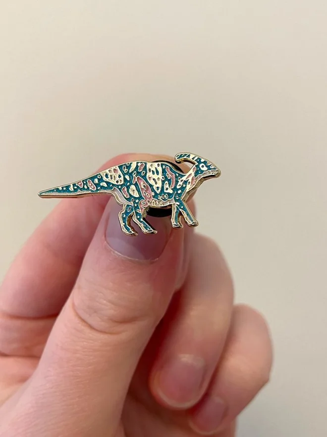 Parasaurolophus Dinosaur Enamel Pin Badge