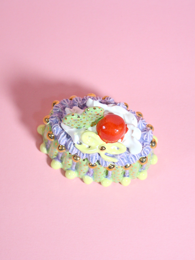 Mint Choco Chip Ceramic Cake Sculpture