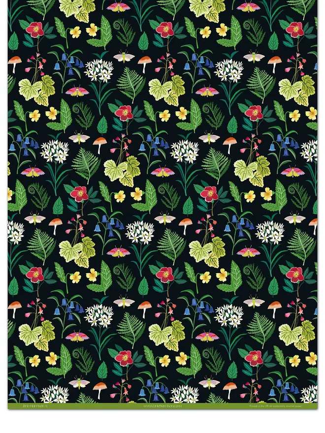 woodland flower print gift wrap