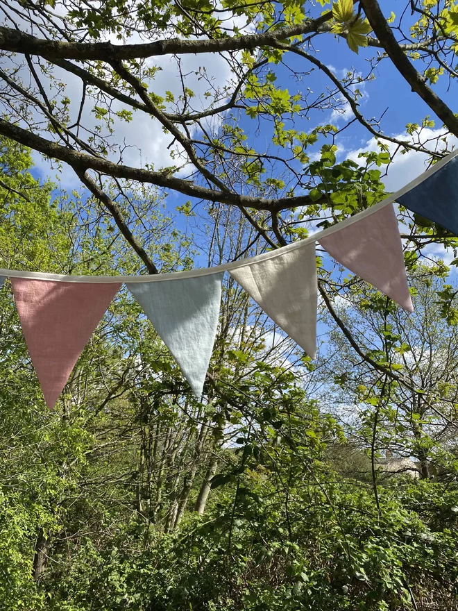 Linen bunting for garden parties and weddings