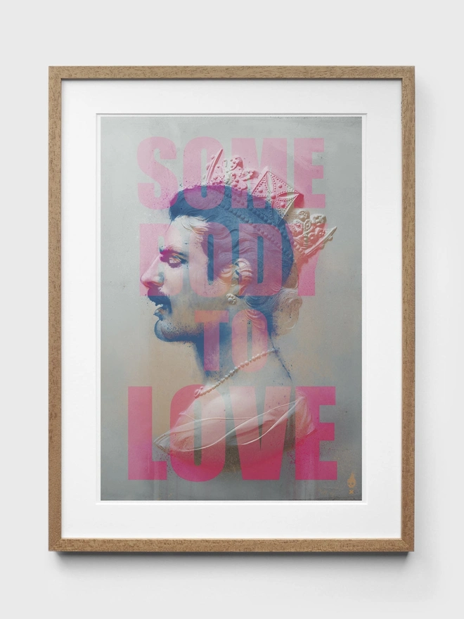 Freddie Mercury Somebody to Love Art Print - Oak Frame