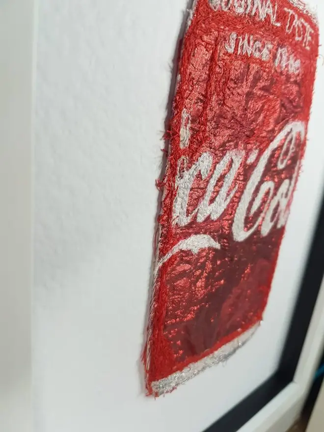 Coke Can Embroidery Wall Art