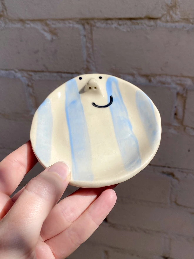 blue stripe trinket tray