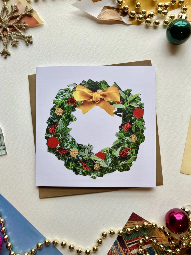 festive wreath christmas card 