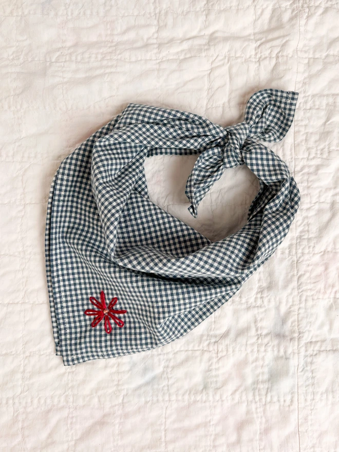 blue gingham neckerchief bandana