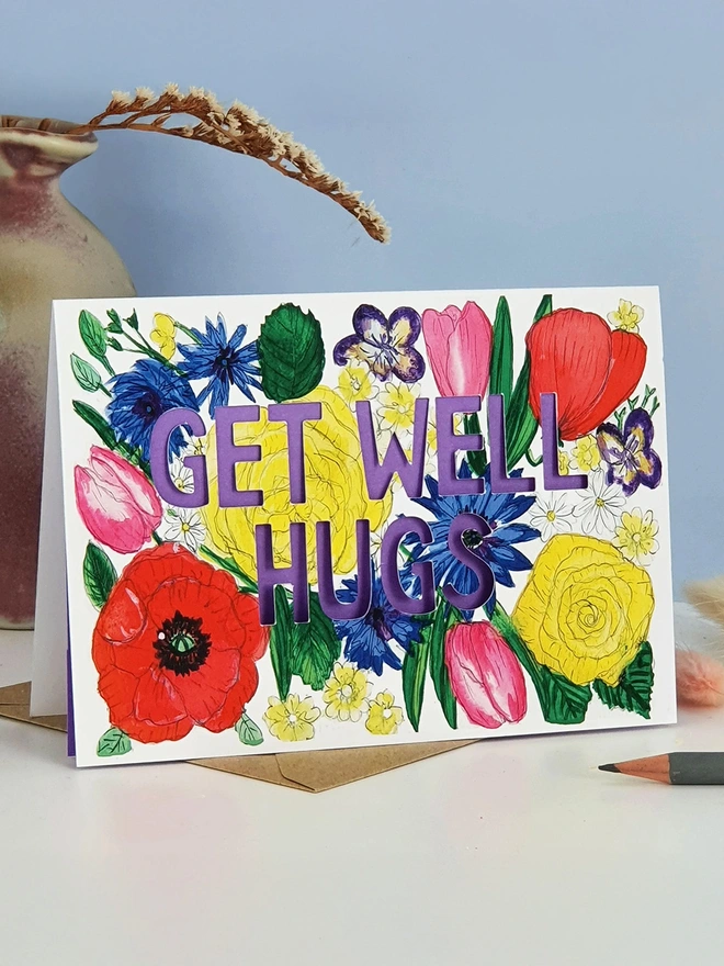 'Get Well Hugs' Paper Cut Card