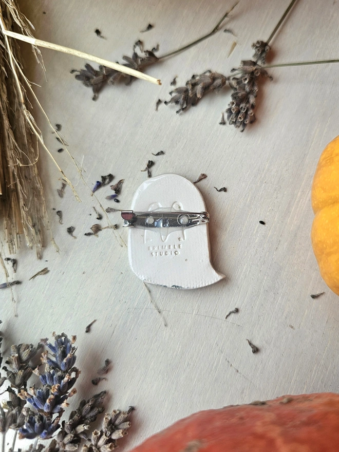 Ghost ceramic brooch