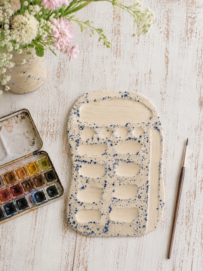 ceramic paint palette, jenny hopps pottery, artists palette