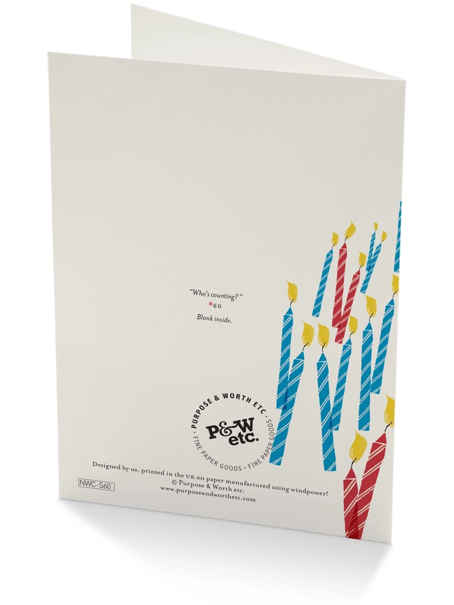 'Happy Birthday' 60th Birthday Candle Bunch Card Back