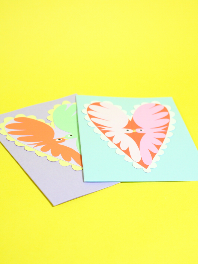 Love Birds Hand Collaged Greetings Card