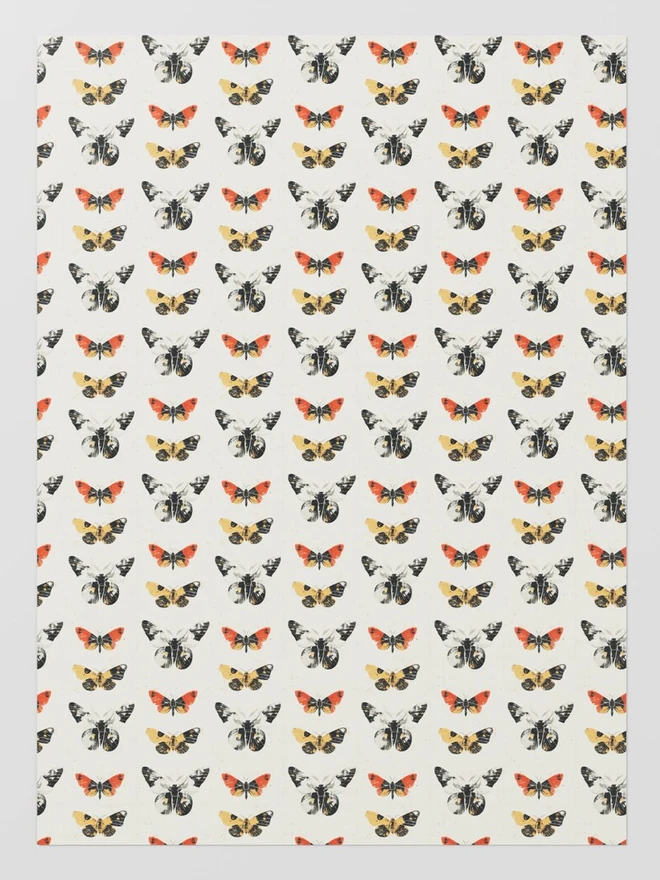 Moths Block Print Wrapping Paper