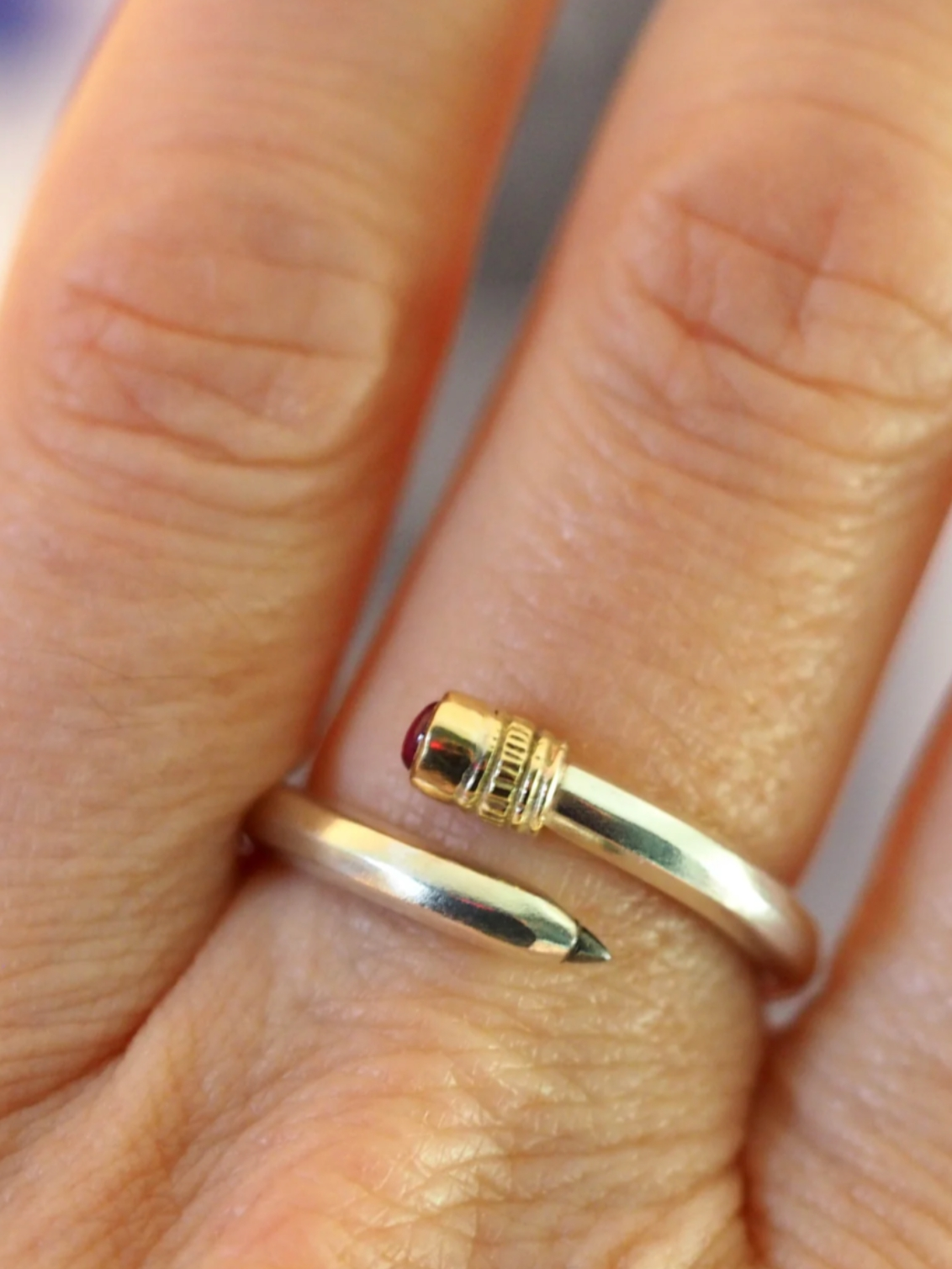 Pencil Ring. A pencil ring in ruby.